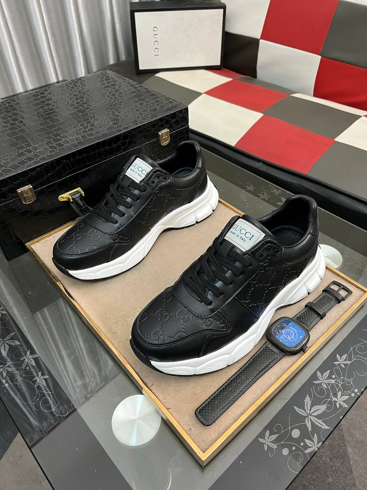 Men's shoes 💰440⌚️⌚️ (GUCCI-Gucci) luxury brand sports and casual shoes, imported original material, sheepskin lining, high-end and comfortable, original outsole is light and wear-resistant! Purely handmade, details determine quality! 38-443️⃣colors available